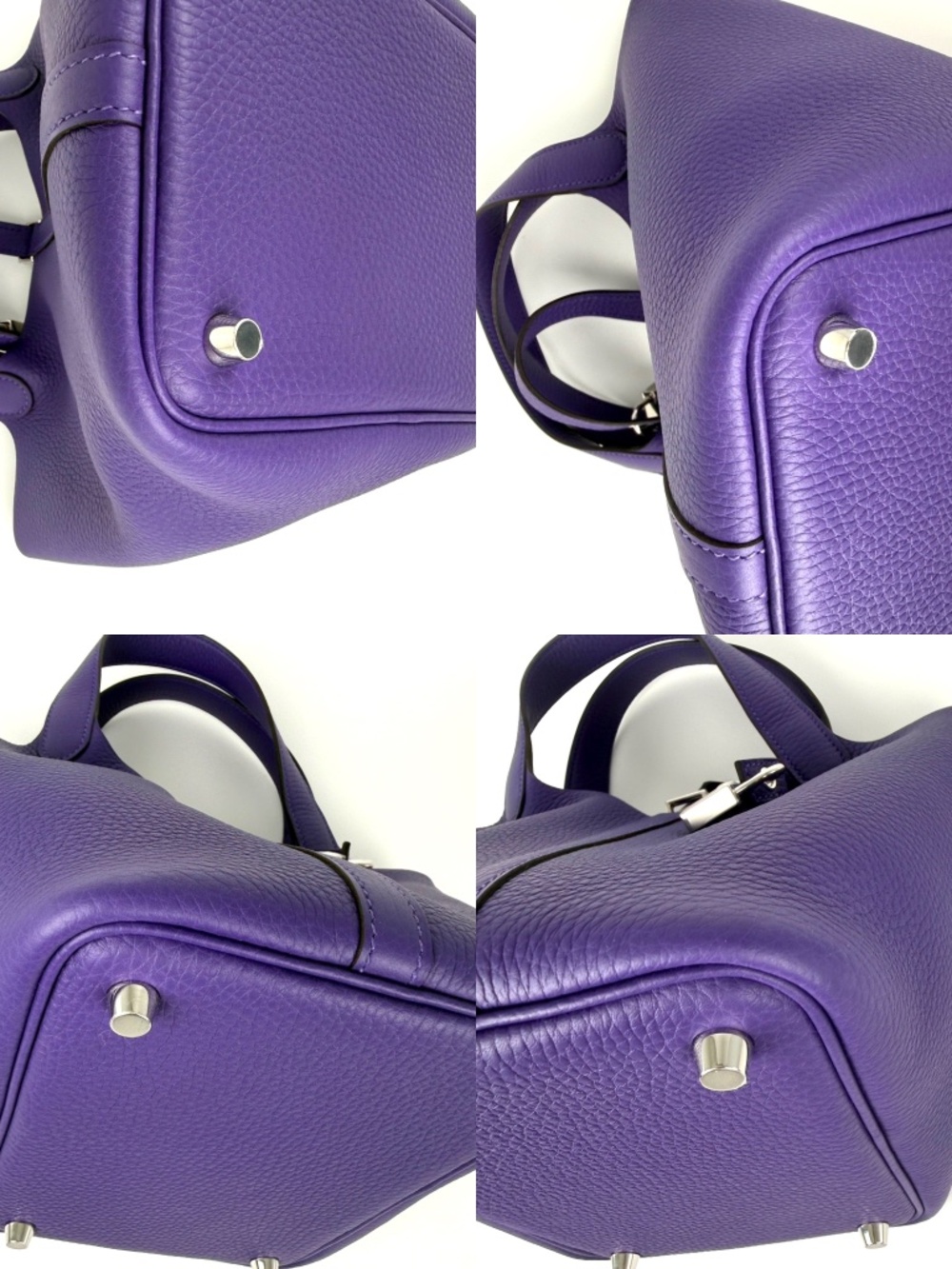 Authentic HERMES Picotin Lock 18 PM Purple Taurillon Clemence Satchel Top Handle - Picture 9 of 13